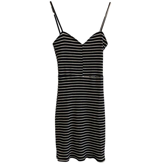 Reformation Black and White Striped Body Con Mini Dress - Picture 1 of 7